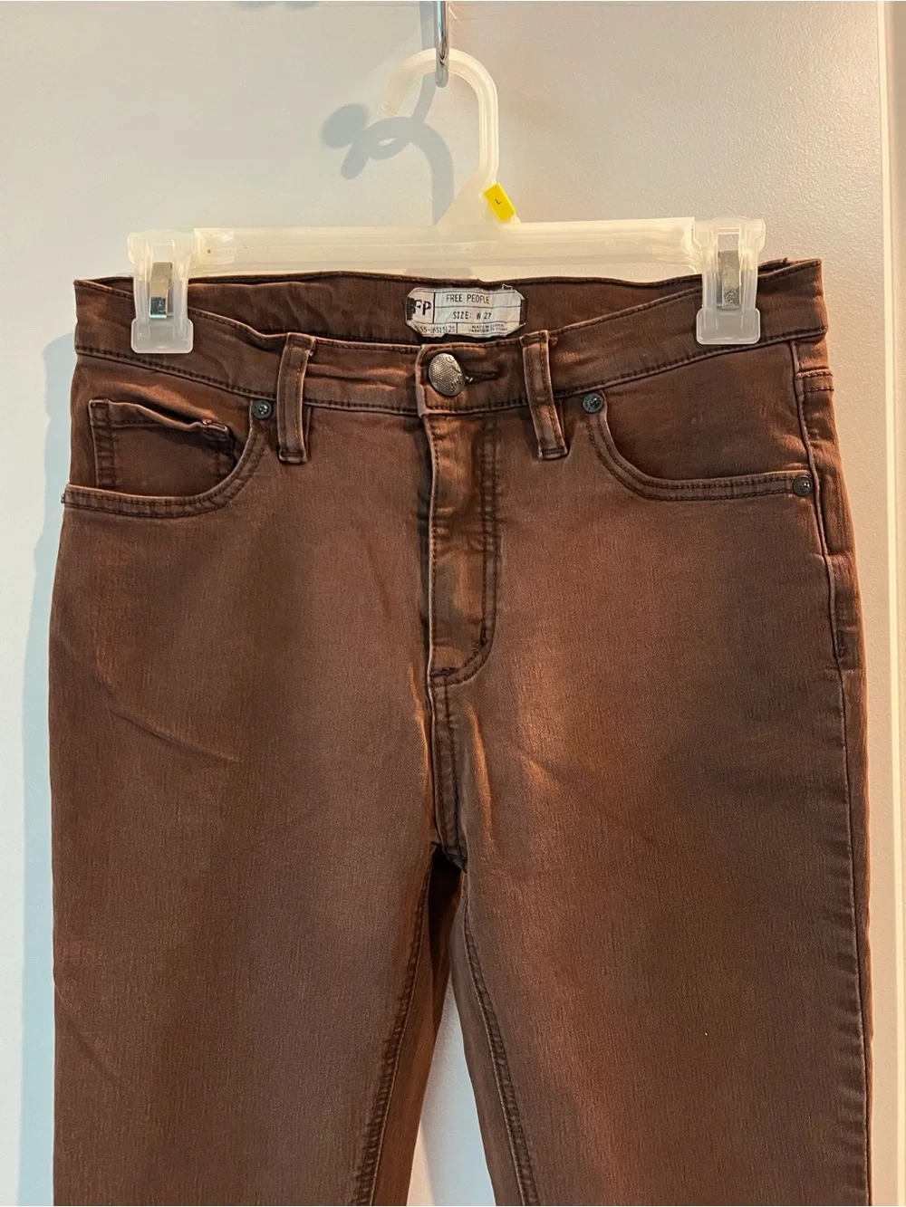 Free People Brown Skinny Jeans. Size 27